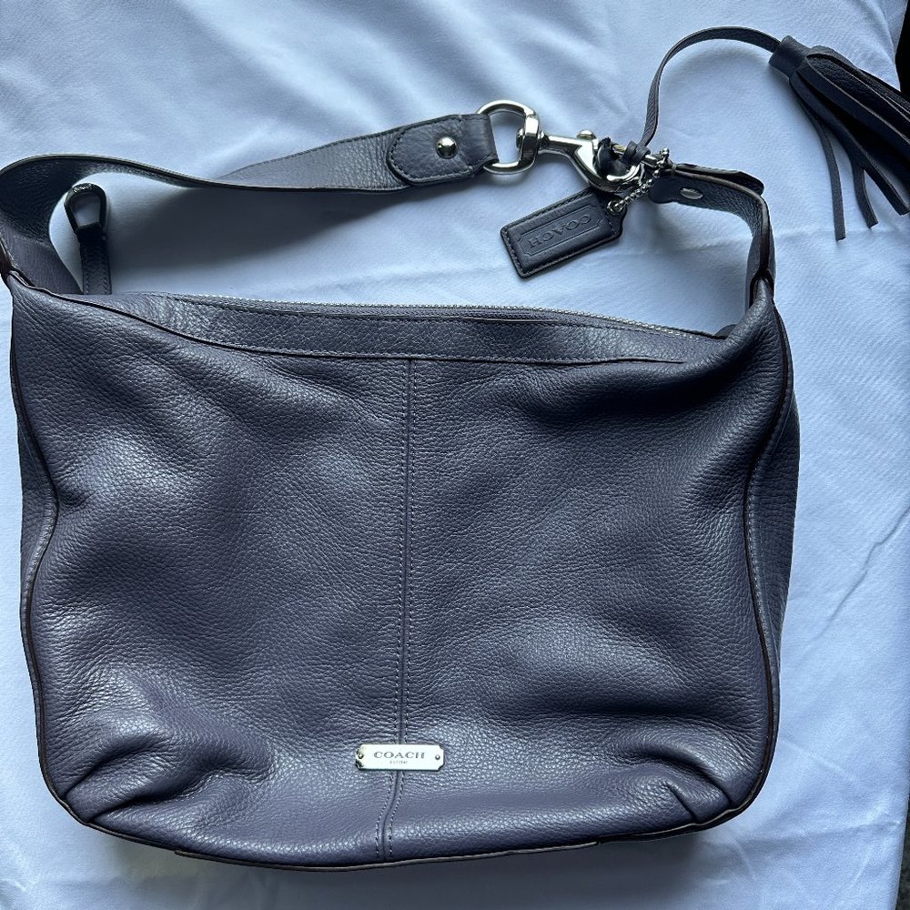 Coach Avery Leather Hobo Bag Purse Tassel Indigo